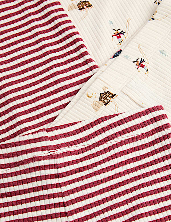 2 Pack Cotton Ski Stripe Pyjama Sets (1-8 Yrs)