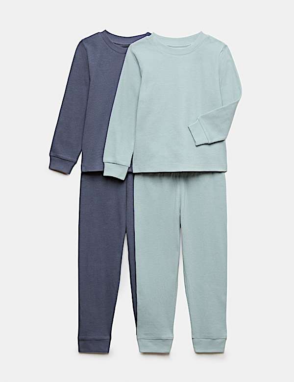 Lot de 2 ensembles pyjamas 100 % coton gaufr&eacute; (du 1 au 8 ans) - CH