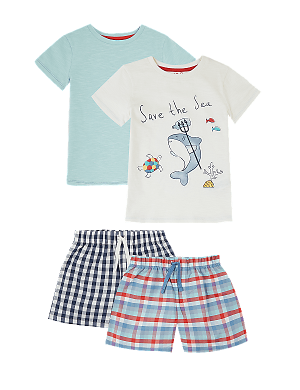 2 Pack Cotton Shark Short Pyjama Sets (1-7 Yrs)