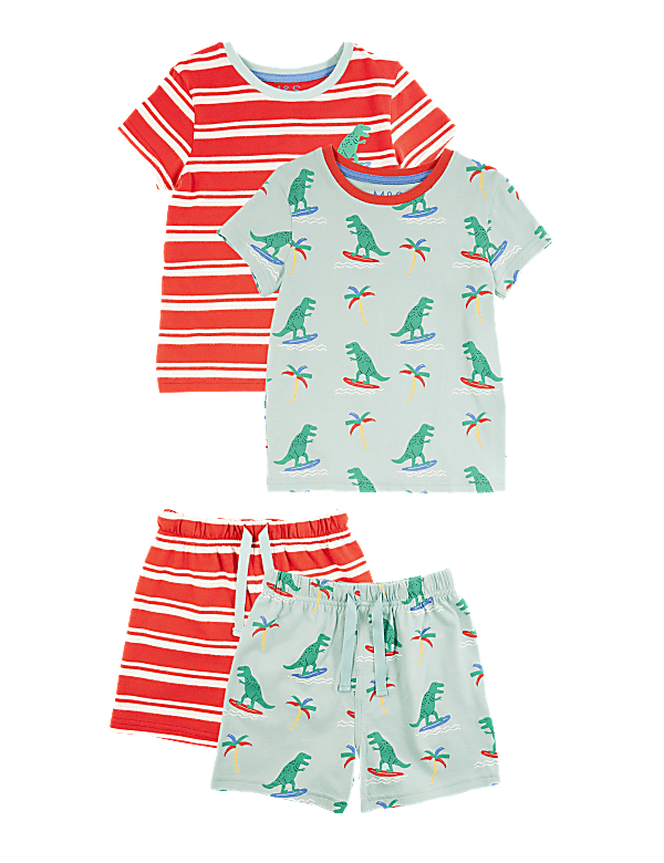 2 Pack Cotton Dino Short Pyjama Sets (1-7 Yrs)