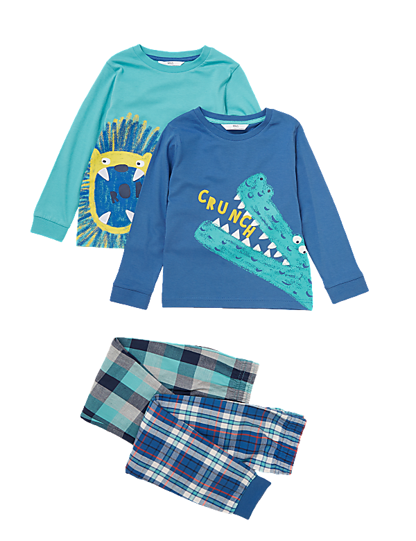 2pk Cotton Animal Slogan Pyjama Sets (1-7 Yrs)