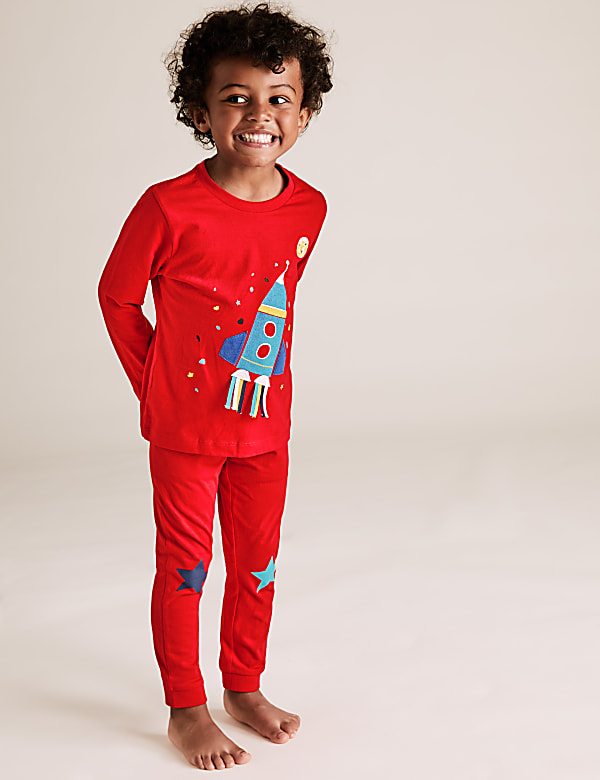3 Pack Applique Rocket Pyjama Sets (1-7 Yrs)