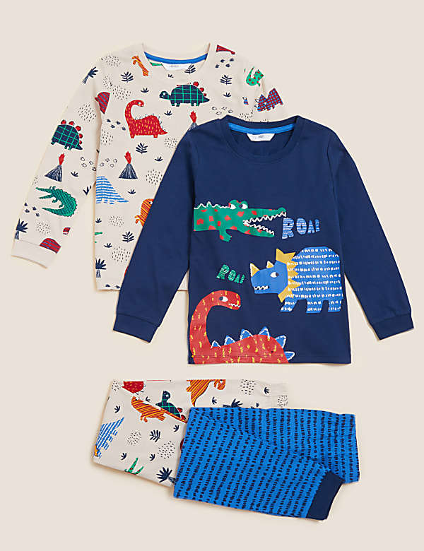 2pk Pure Cotton Dinosaur Pyjama Set (1-7 Yrs)