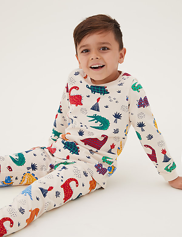 2pk Pure Cotton Dinosaur Pyjama Set (1-7 Yrs)