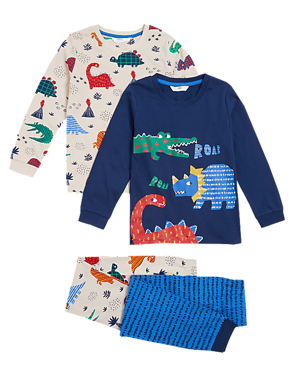 2pk Pure Cotton Dinosaur Pyjama Set (1-7 Yrs)