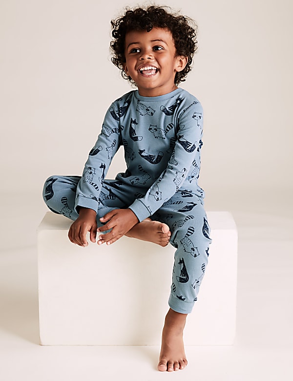 3 Pack Cotton Fox & Racoon Pyjama Sets (1-7 Yrs)