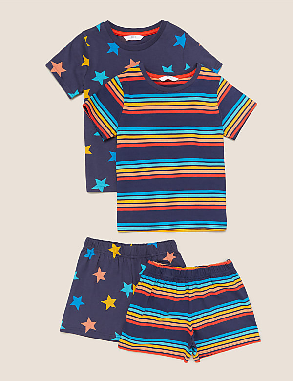 2pk Pure Cotton Rainbow Short Pyjama Sets