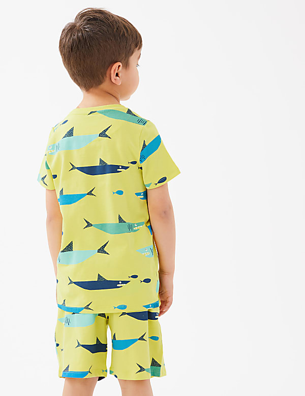2pk Pure Cotton Shark Short Pyjama Sets (12 Mnths - 7 Yrs)