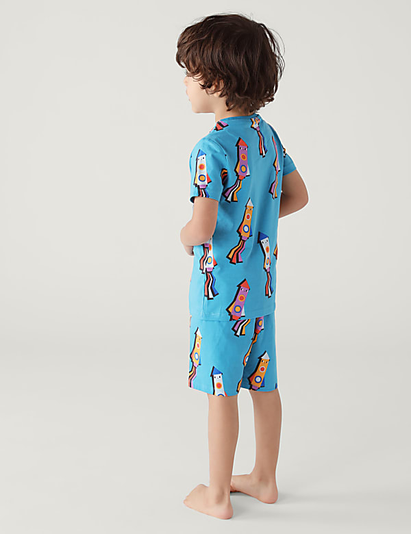 Cotton Rich Rocket Print Short Pyjama Set