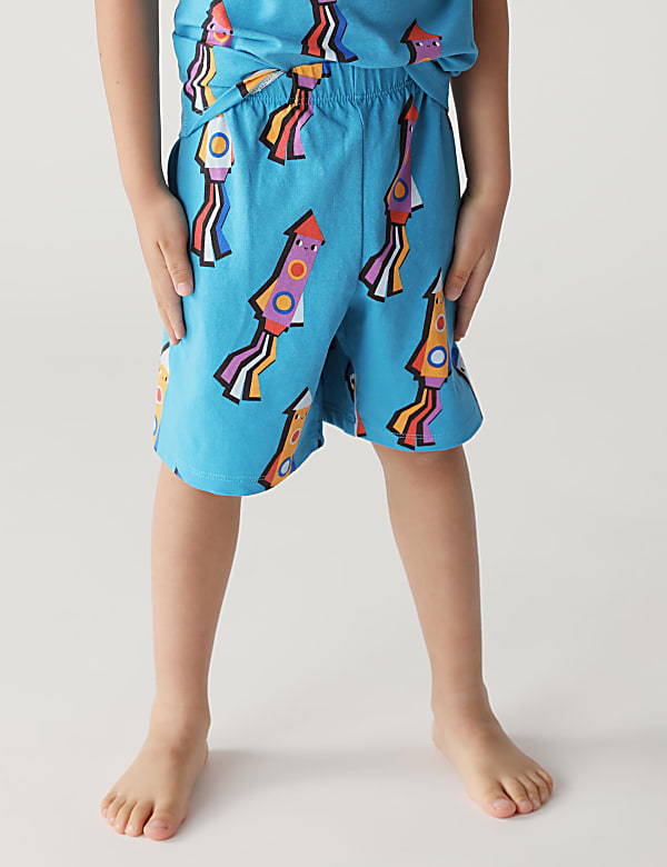 Cotton Rich Rocket Print Short Pyjama Set