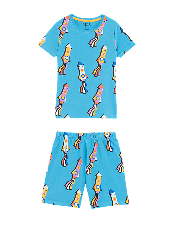 Cotton Rich Rocket Print Short Pyjama Set