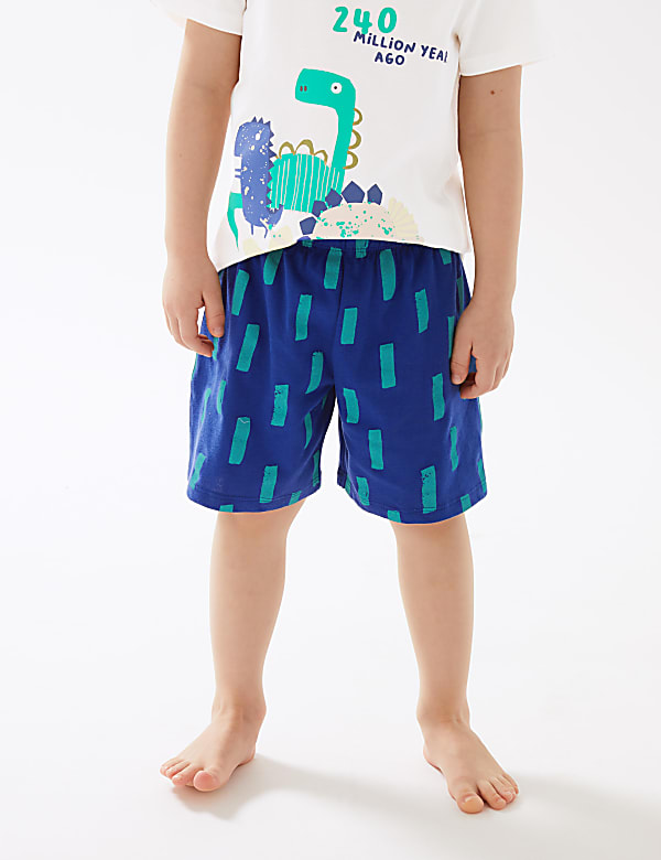 2pk Pure Cotton Dinosaur Short Pyjama Sets (1-7 Yrs)