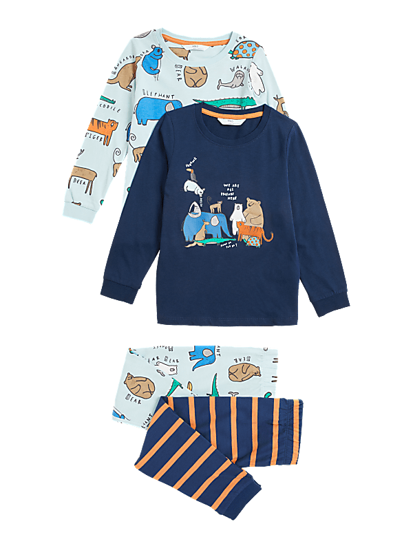 2pk Pure Cotton Animal Pyjama Sets (1-7 Yrs)