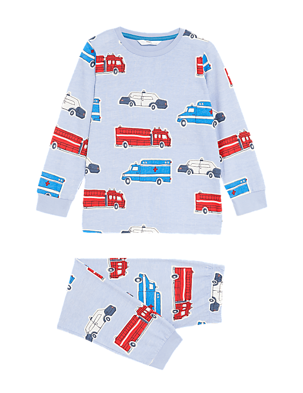 Pure Cotton Glow in the Dark Transport Pyjamas (1-8 Yrs)