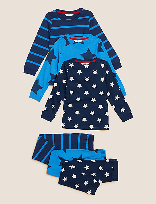 3pk Pure Cotton Printed Pyjama Sets (12 Mths - 7 Yrs)