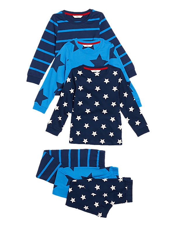 3pk Pure Cotton Printed Pyjama Sets (12 Mths - 7 Yrs)