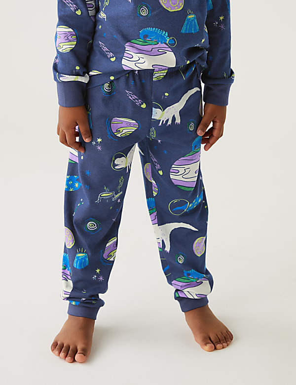 Pure Cotton Glow in the Dark Dinosaur Pyjamas (1-8 Yrs)
