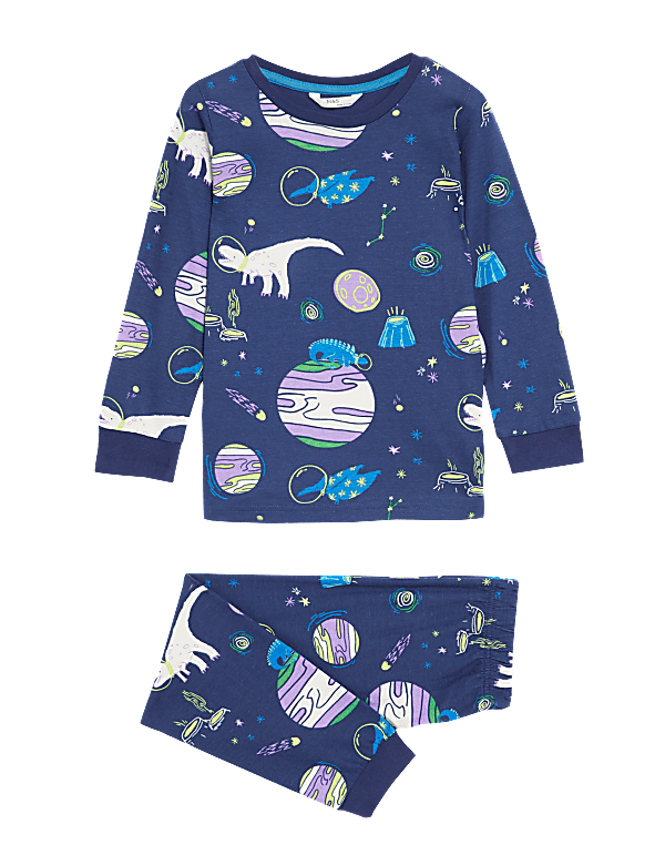 Pure Cotton Glow in the Dark Dinosaur Pyjamas (1-8 Yrs)