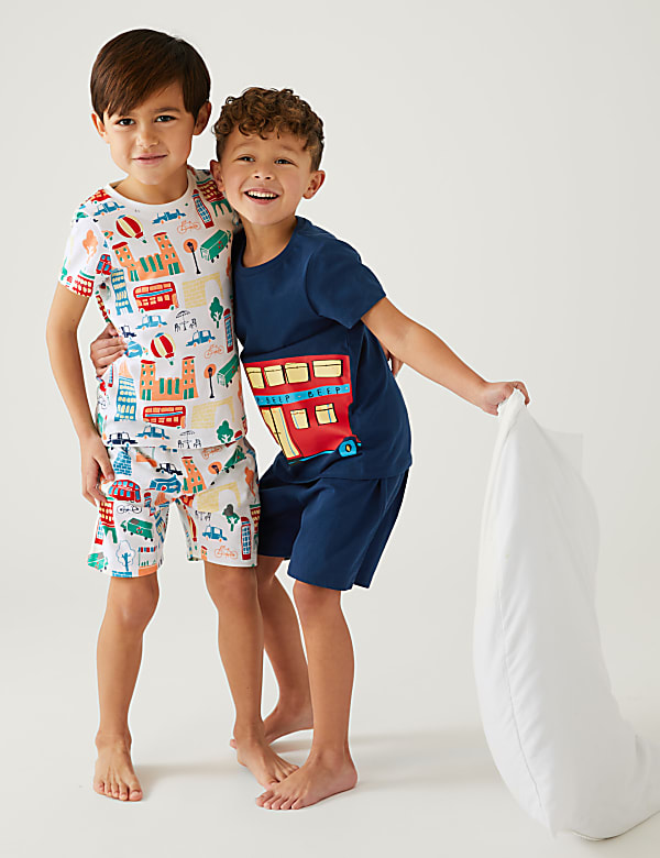 2pk Pure Cotton Transport Short Pyjama Sets