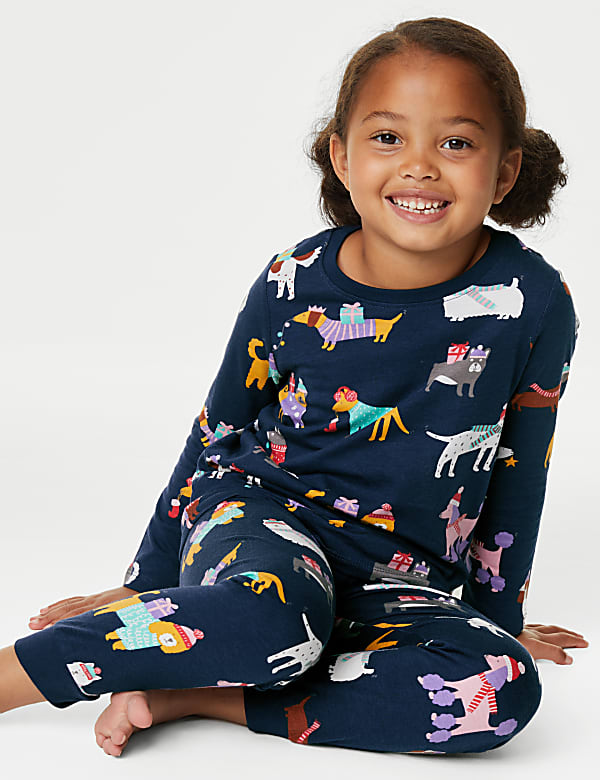 Pure Cotton Christmas Dog Pyjamas (1-8 Yrs)