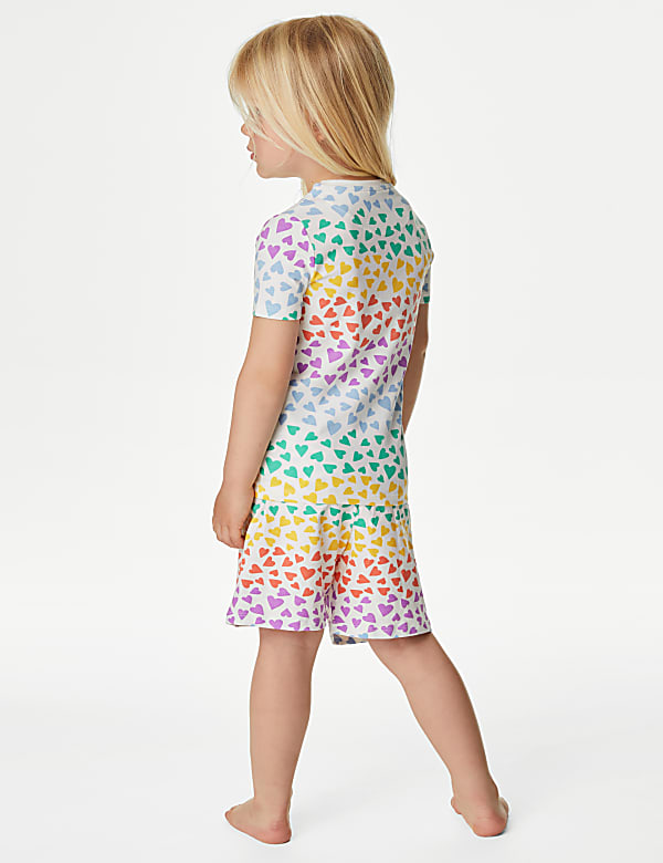 Cotton Rich Rainbow Heart Short Pyjama Set