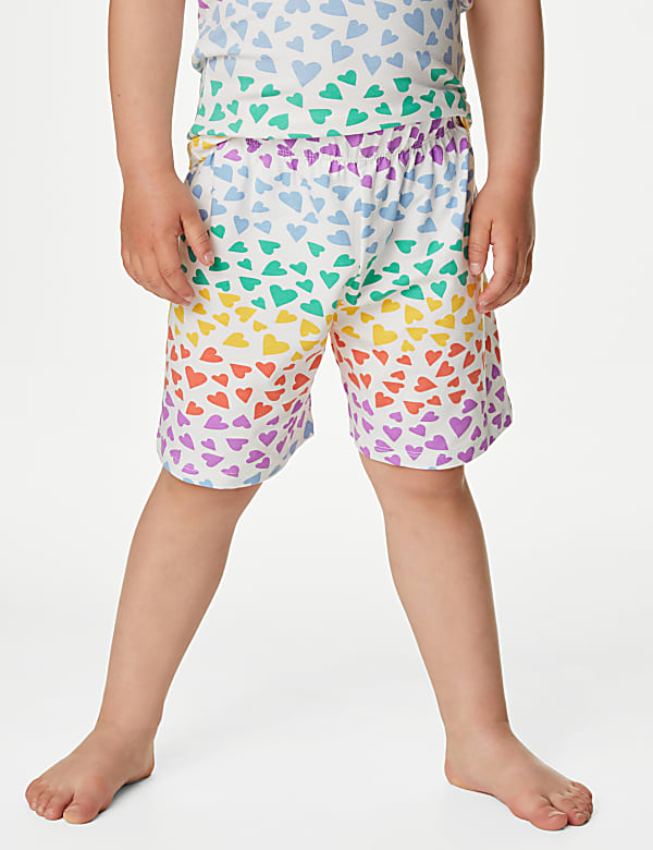 Cotton Rich Rainbow Heart Short Pyjama Set