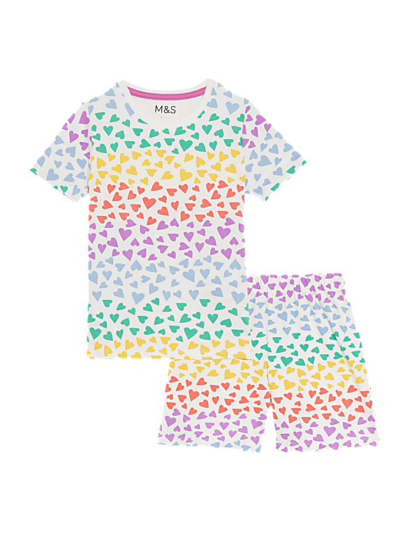 Cotton Rich Rainbow Heart Short Pyjama Set