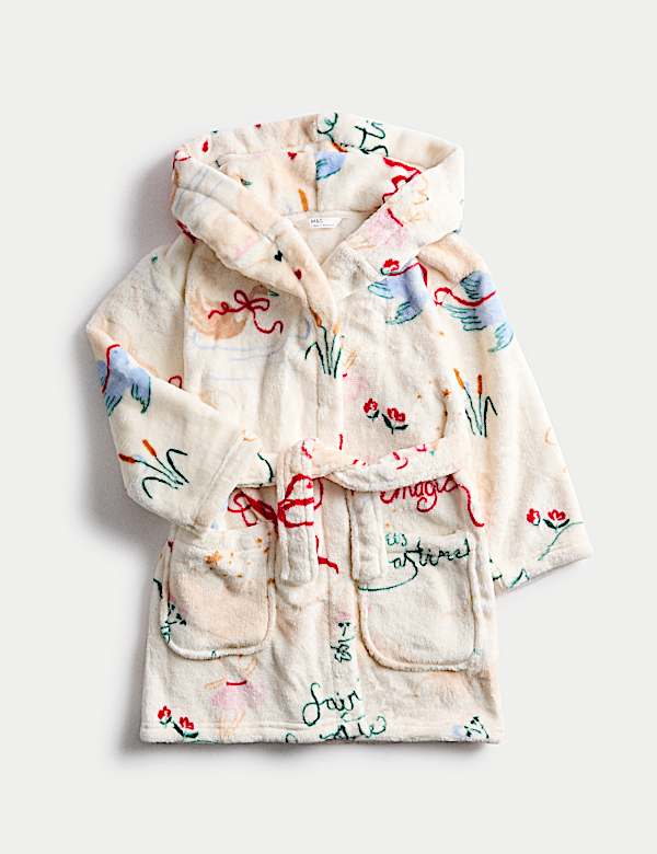 Fleece-Morgenmantel mit Kapuze und Märchenprint (1–8 J.) - AT
