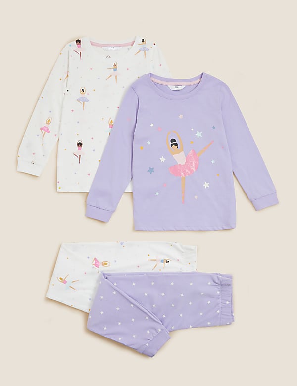 2pk Pure Cotton Ballerina Pyjama Sets (1-7 Yrs) - PT