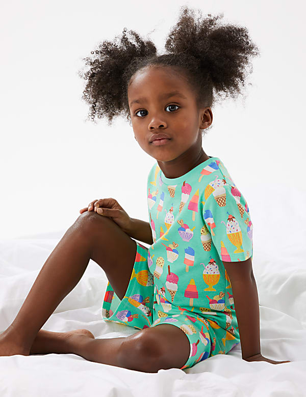 Buy Cotton Rich Ice Cream Print Short Pyjamas at Marks Spencer