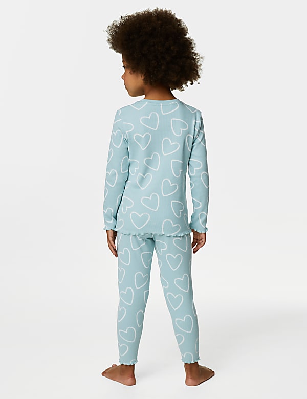 Cotton Rich Heart Ribbed Pyjamas (1-8 Yrs)