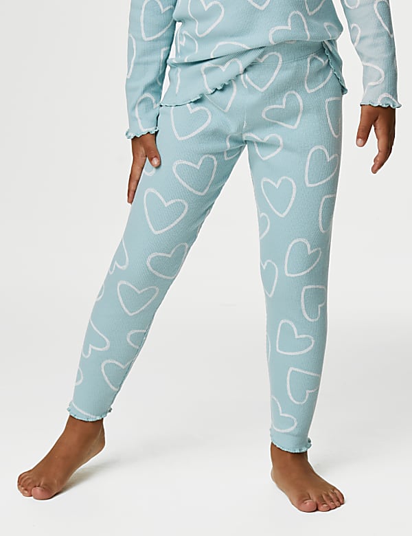 Cotton Rich Heart Ribbed Pyjamas (1-8 Yrs)