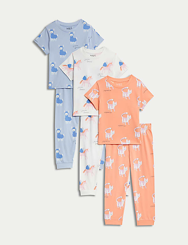 Set van 3 puur katoenen pyjama's met dierenmotief (1-8 jaar) - BE