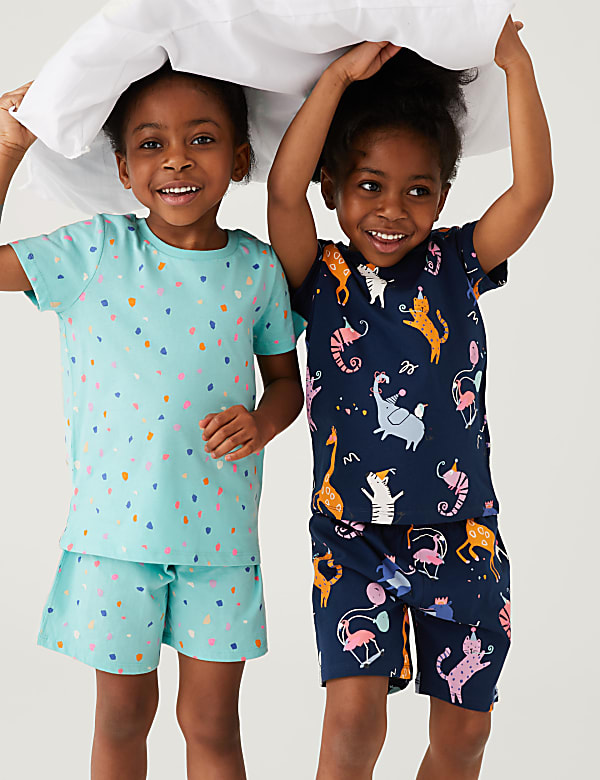 Buy 2pk Pure Cotton Patterned Short Pyjama Sets at Marks Spencer