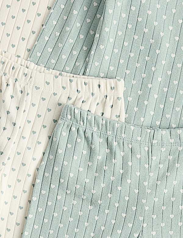 Heart Print Ribbed Long Sleeve Pyjama Set
