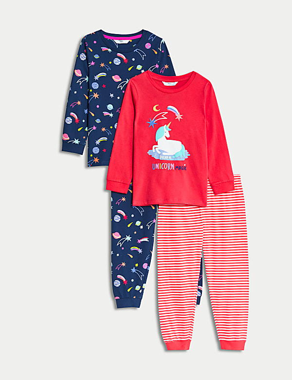 2pk Pure Cotton Unicorn Pyjama Sets 1 8 Yrs INDIGO Pyjamas M S NO
