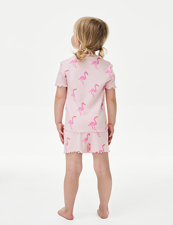 Cotton Rich Flamingo Rib Pyjamas (1-8 Yrs)