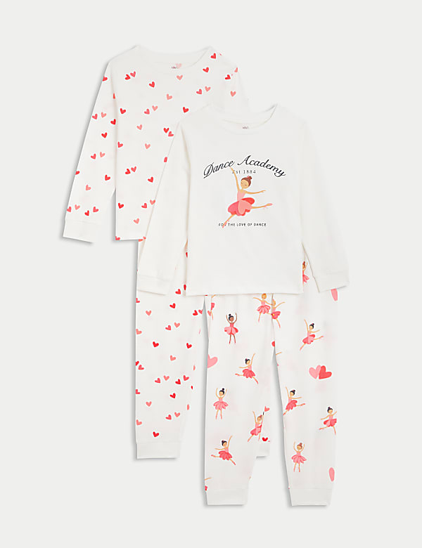 2pk Pure Cotton Ballerina Pyjama Sets (1-8 Yrs)