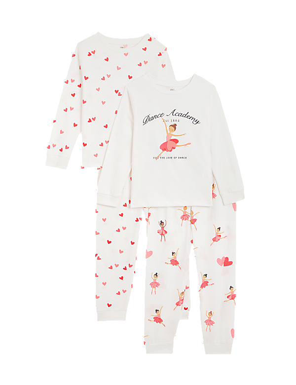 2pk Pure Cotton Ballerina Pyjama Sets (1-8 Yrs)