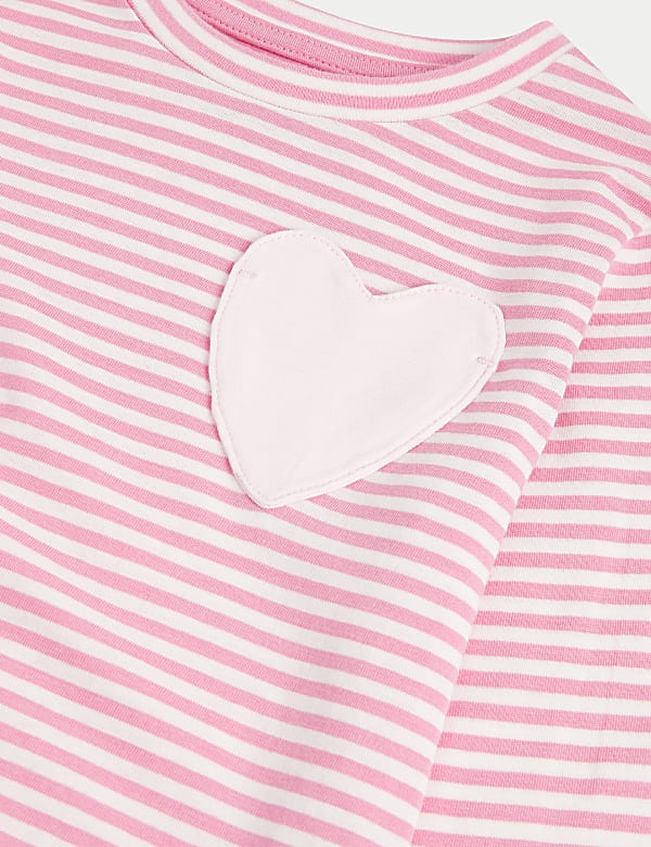 2pk Pure Cotton Striped Heart Pyjama Sets (1-8 Yrs)