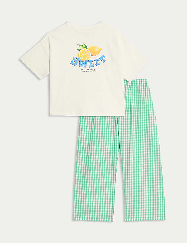 Pijama 100% algodón con texto de frutas (1-16 años) - ES
