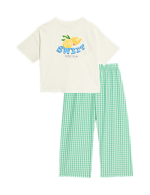 Pure Cotton Fruit Slogan Pyjamas (1-16 Yrs)