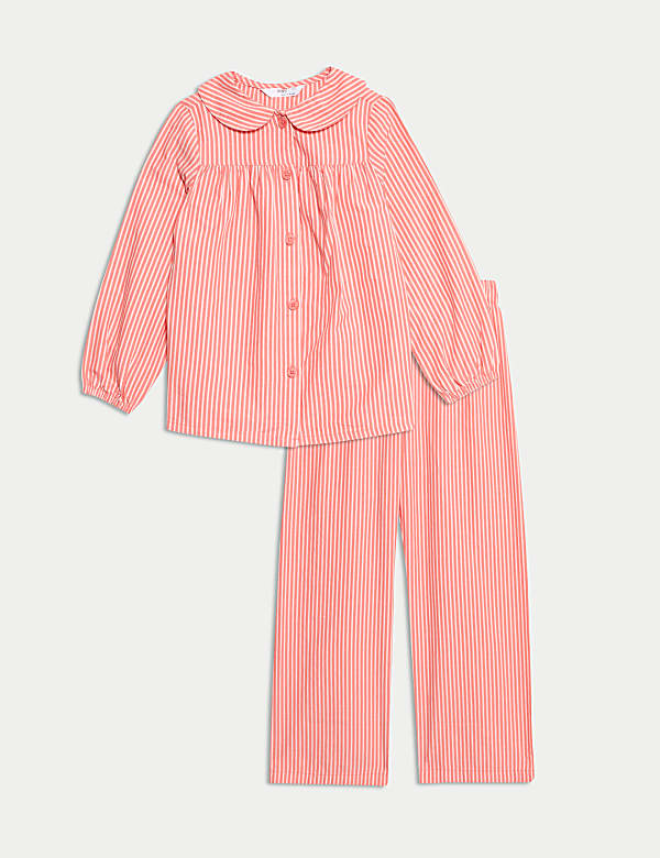 Pure Cotton Striped Collared Pyjamas (1-8 Yrs) - NL