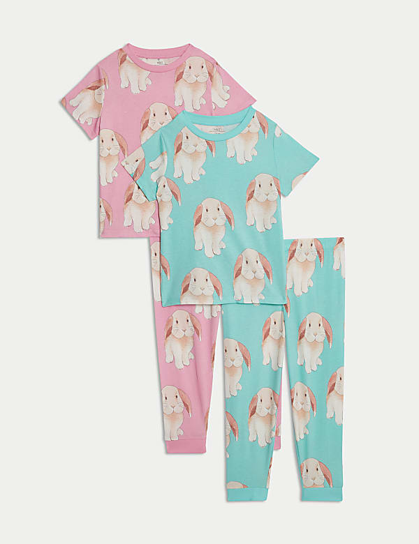 2pk Pure Cotton Bunny Pyjama Sets (1-8 Yrs) - BN