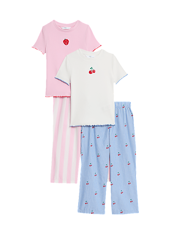 2pk Cotton Rich Fruit Striped Pyjama Sets (1-16 Yrs)