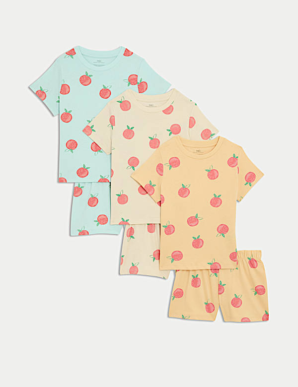 3pk Pure Cotton Fruit Pyjama Sets (1-8 Yrs)