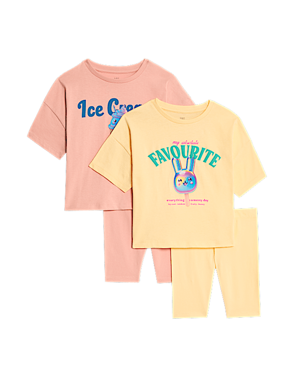 2pk Cotton Rich Printed Pyjama Sets (1-8 Yrs)