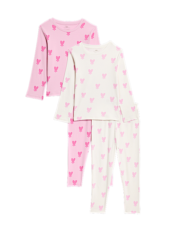 2pk Cotton Rich Floral Pyjamas Sets (1-8 Yrs)