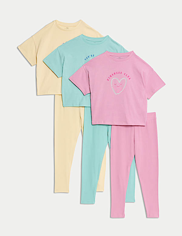 3pk Pure Cotton Heart Pyjama Sets (1-8 Yrs) - SI