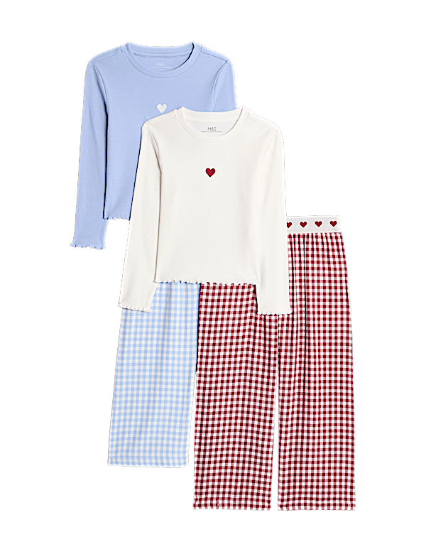 2pk Cotton Rich Gingham Pyjama Sets (1-8 Yrs)